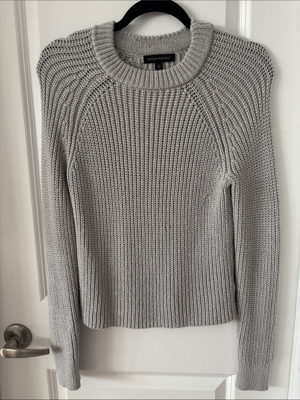 Banana Republic Light Gray Ribbed Crewneck Sweater